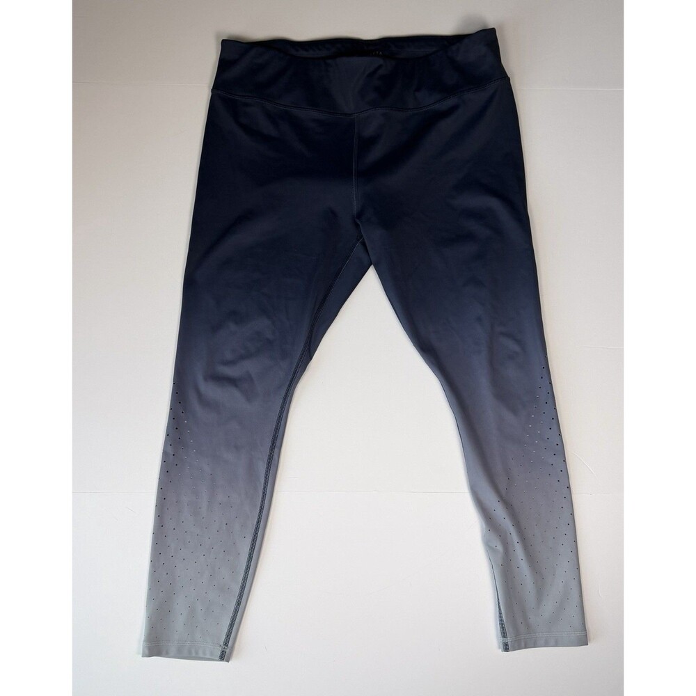Athleta Contender Aero XL Navy Gray Ombre Perforated High Waist Leggings Zip